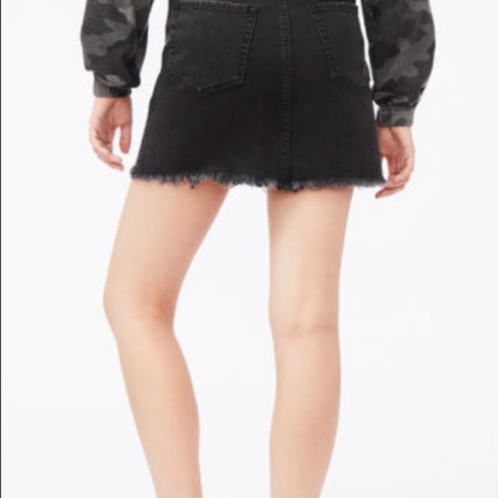 Black ripped denim skirt